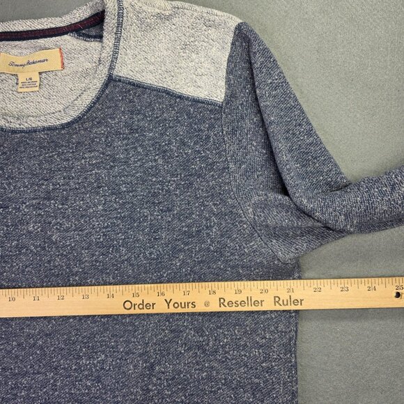 Tommy Bahama Sweater Mens Large Blue Heather Crewneck Pullover Knit Marlin Logo - Picture 6 of 11